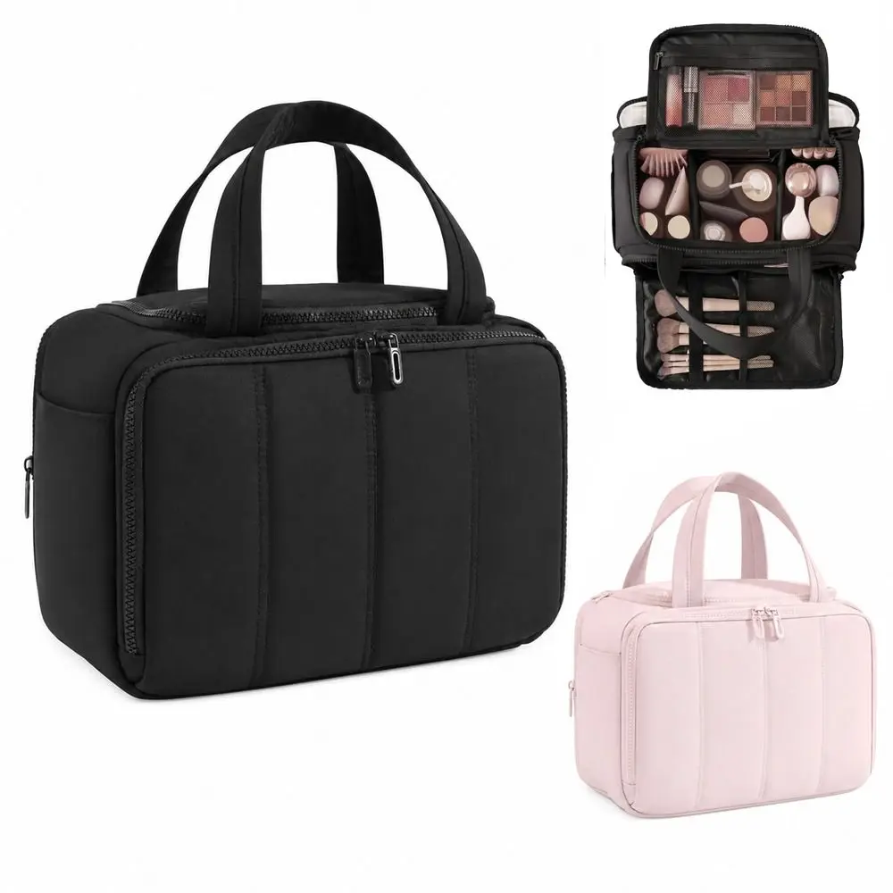 Large Capacity Travel Toiletry Bag Dry-wet Separation Adjustable Dividers Cosmetic Bag Mesh Pocket Multi-Compartments