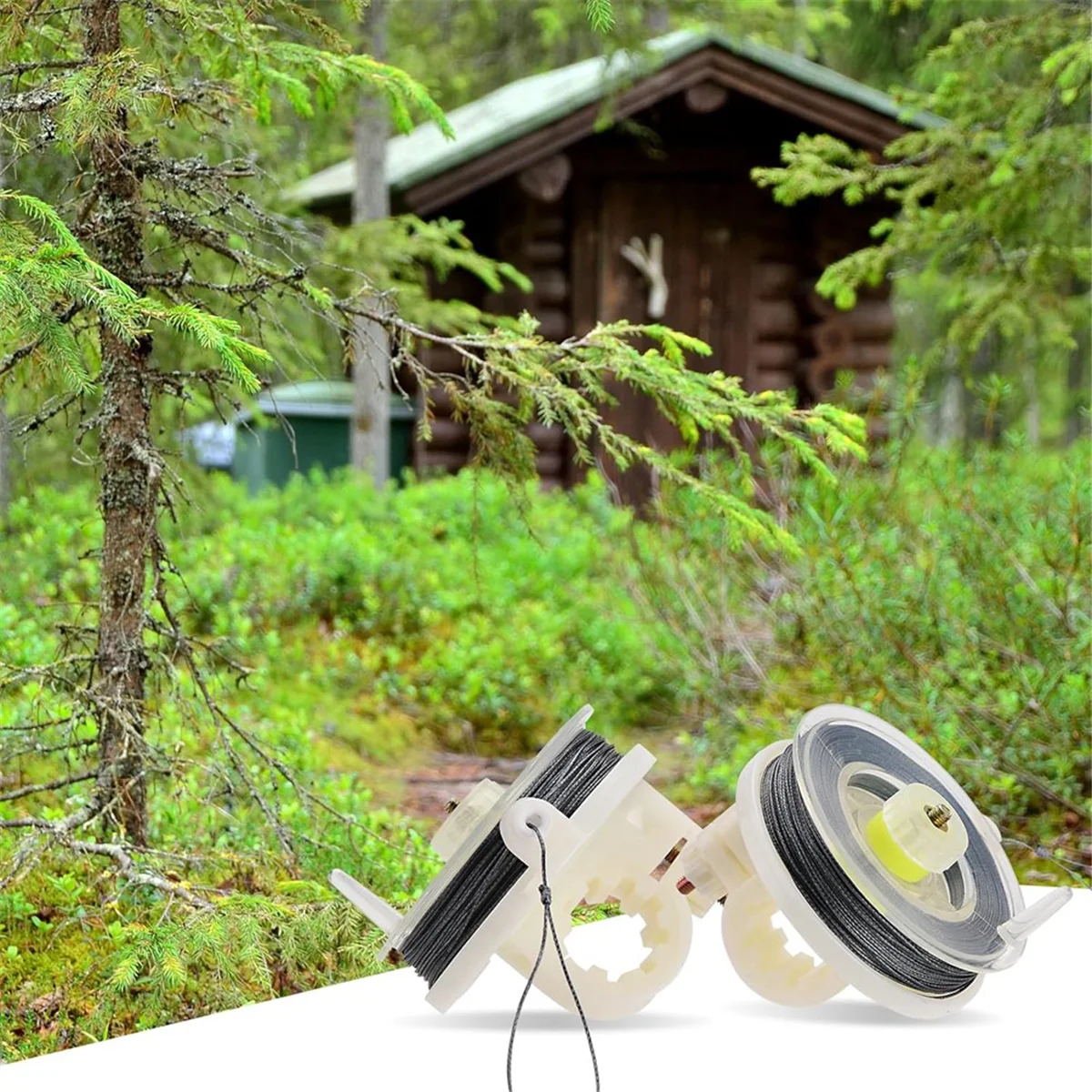 ABGI1 Pcs Trip Wire on Reel แบบใช้ซ้ําได้ (85ft), สายไฟสําหรับปริมณฑล Trip Alarm 12 Gauge และ Trip Wire Alarm