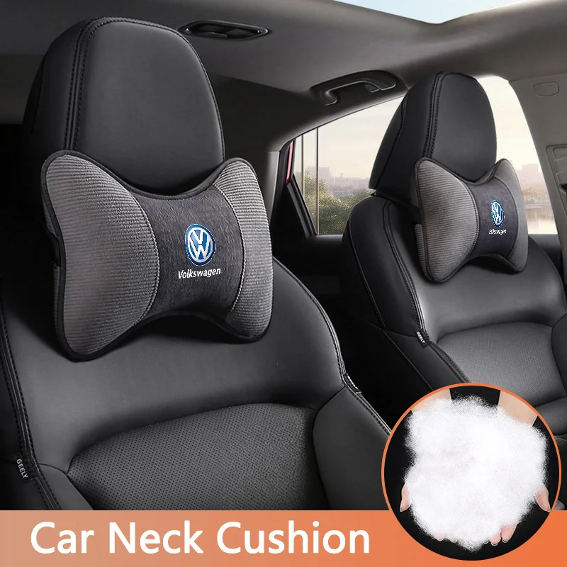 2 Stück Cord-Autositz-Nackenkissen Kopfstütze für Volkswagen VW RLine R Golf Touran ID3 Tiguan Eos Caddy Auto-Innenausstattung Zubehör