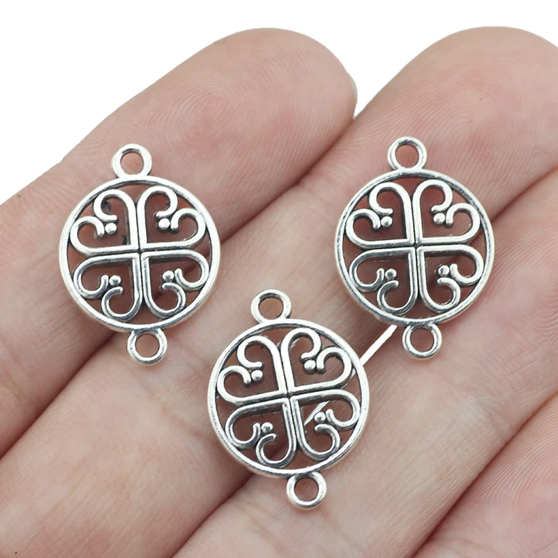 20 Pcs 15x20mm Antique Silver Plated Chinese Knot Connector Charms