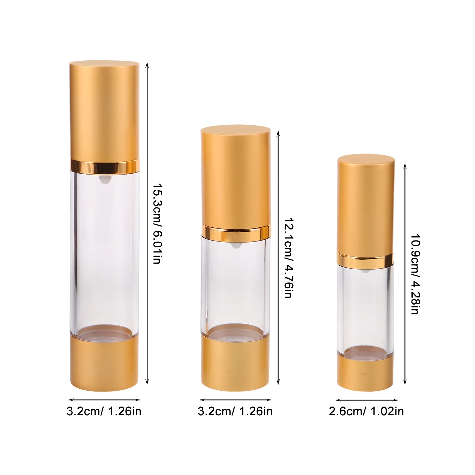 3pcs Vacuum Bottle For Face Cream 15Ml 30Ml 50Ml Airless Pump Containers Refillable Travel Lotion Dispenser Sub Packing