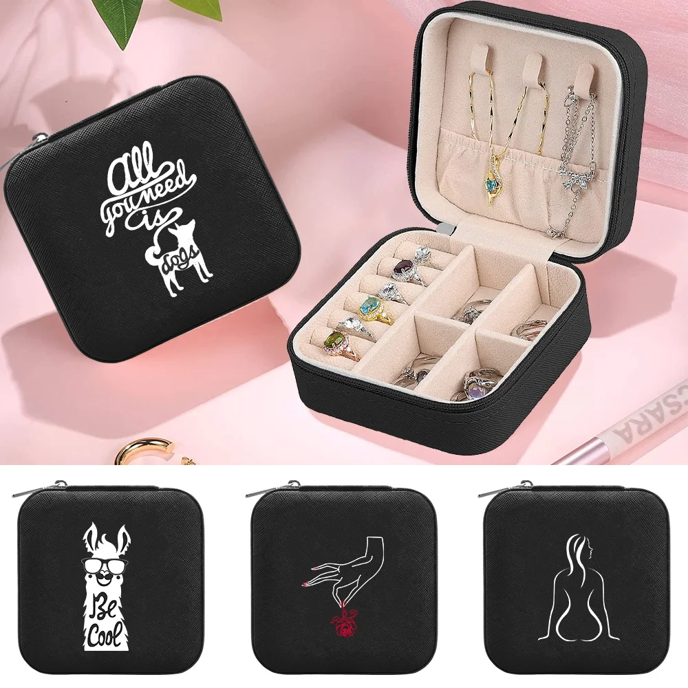 

Women's Jewelry Storage Box Fashion Jewels Boxes PU Leather Waterproof Simplicity Jewel Organizer Case White Picture Series