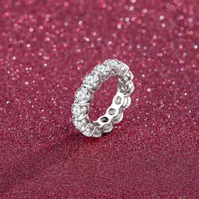 French Gentle Full Eternity Straight Band Ring Single 0.5 Carat For Women, Moissanite PT950 Platinum Niche Light Luxury Ornament