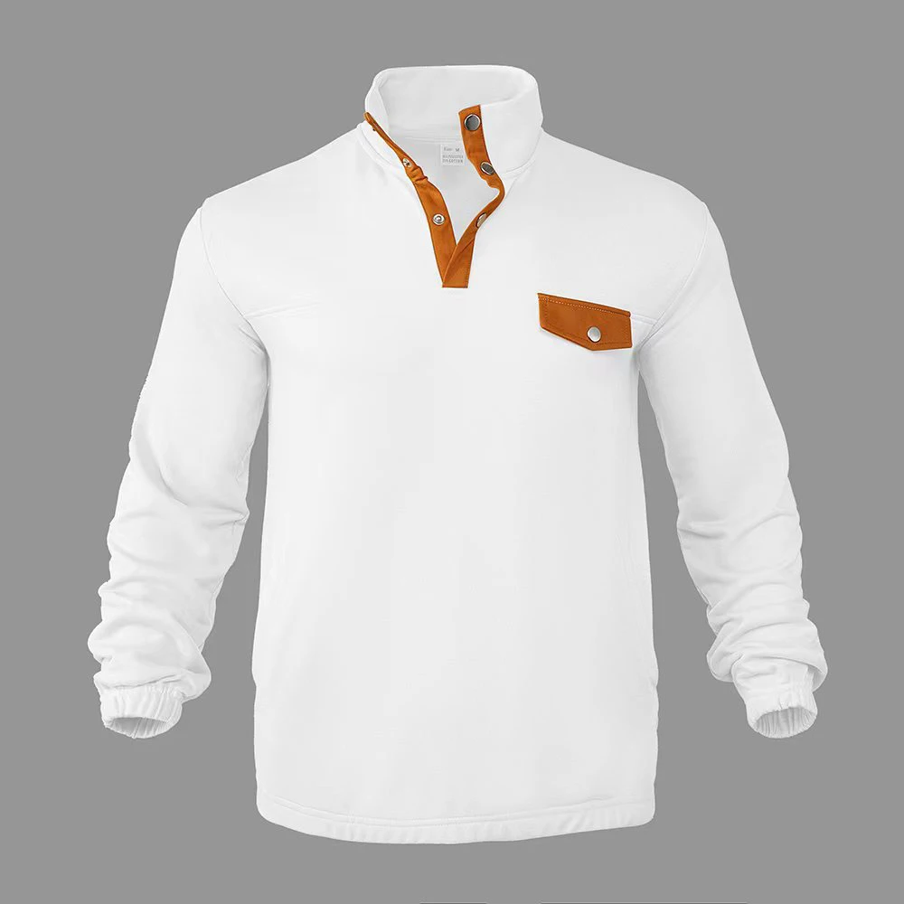 

Stand Collar Men's Autumn Winter Thickened Hoodie Splicing Thick Long Sleeve Pullover Casual Elastic Cuff Top for Daily Wear