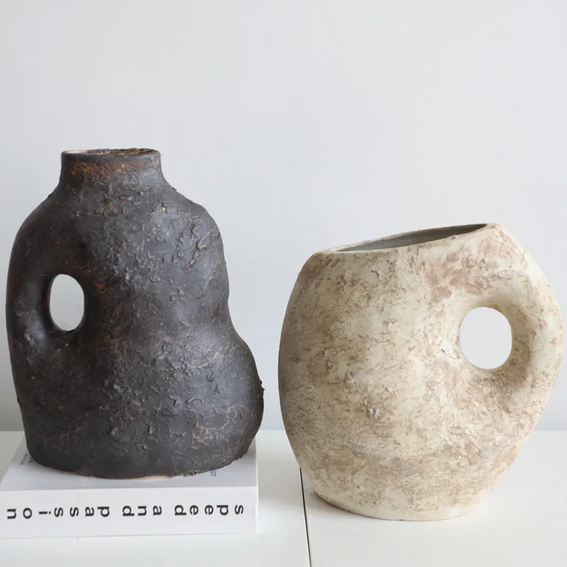 Modern, Grunge, High-end, Earth-colored Art, Soft Decorations, Wabi-sabi Ceramic Vase, Living Room, Vintage Pitcher