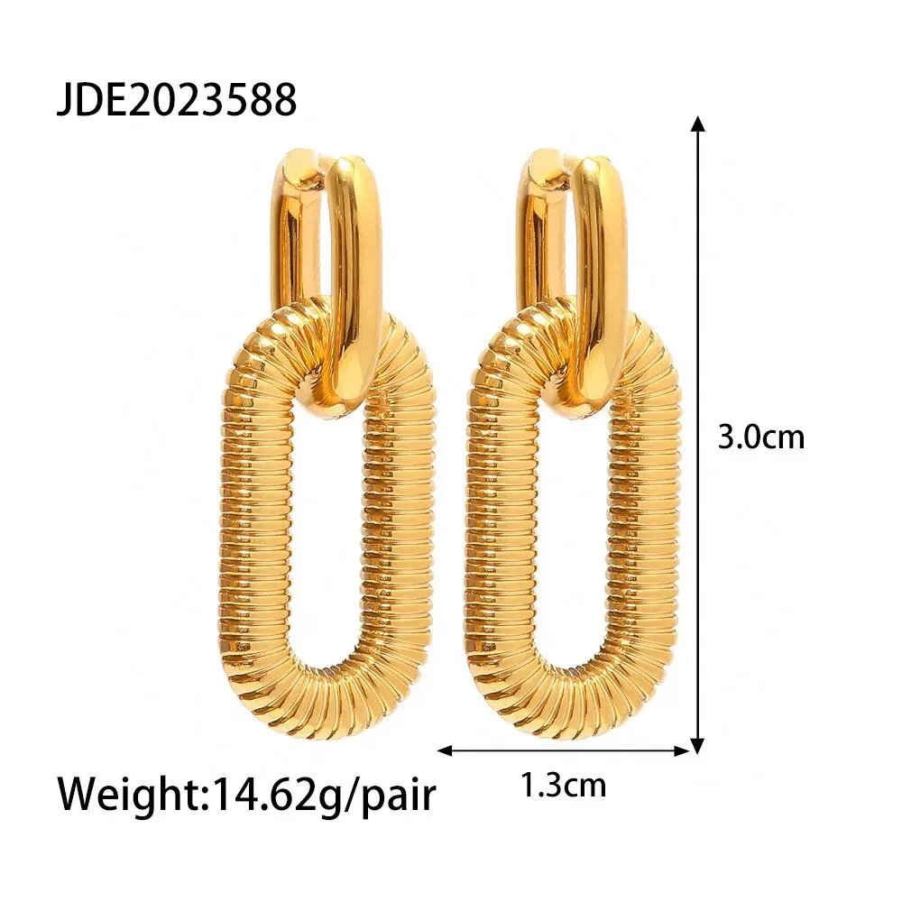 Plated Gold Color Chunky Drop Earrings For Women Fashion Personalized Square Circle Dangle Earring For Party Jewelry Gifts