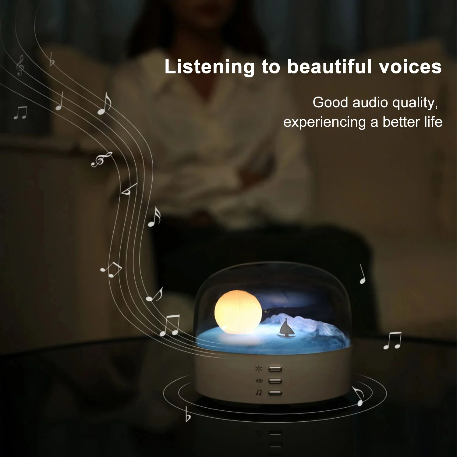 LED Atmosphere Night Light Speaker Bluetooth Rechargeable Dimming Wave Table Lamp Kid Christmas Birthday Gift Bedroom Decor