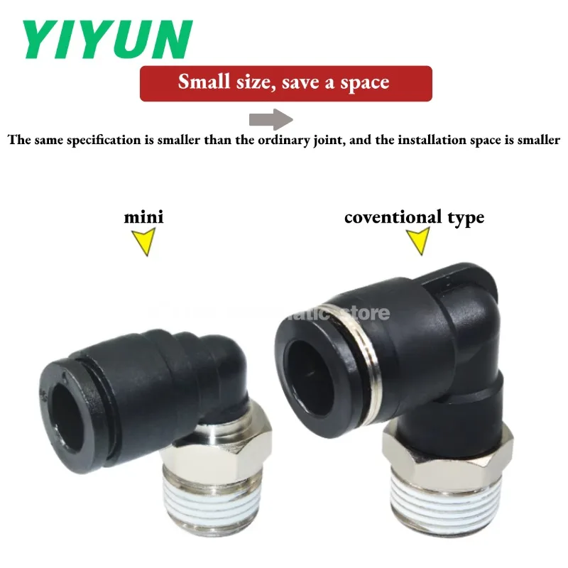 Tube mini L type join PC2,PC3,PC4,PC5,PC6/PL2/PL3/PL4/PL5/PL6,POC3,POC4,POC5,POC6-01/M3/M4/M5/M6, right Angle plug connector