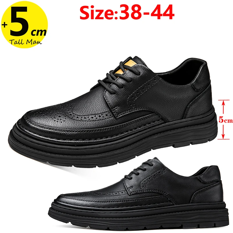 

Business Men's Oxford Shoes Elevator Chunky Sneakers Oxford Height Increase Insole 5CM