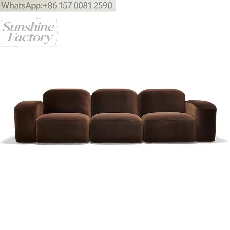 「hit Product」Velvet Fabric Three-seater Sofa For Living Room Large Sofa With Antique Style - Double Row Split Sofa In Modern Min
