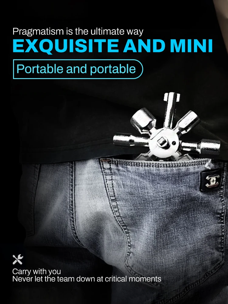 10 in 1 Multifunction Cross Switch Square Key Wrench Alloy Universal Triangle For Elevator Electrical Cupboard Box Train Cabinet