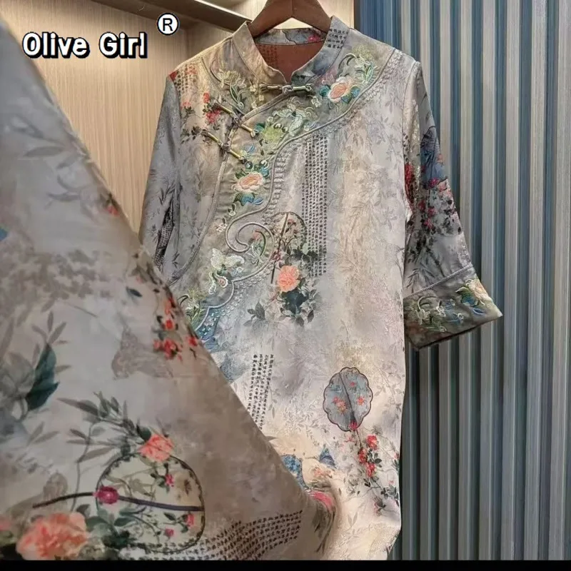

Olivegirl, элитное платье с вышивкой, роскошная пряжа с ароматным облаком, 2026, весеннее серое платье с цветочной вышивкой, женская одежда
