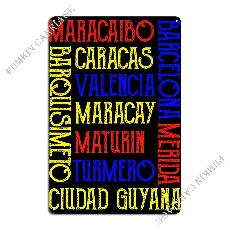 Venezuela City Names Metal Plaque Poster Retro Party Pub Cinema Tin Sign Poster