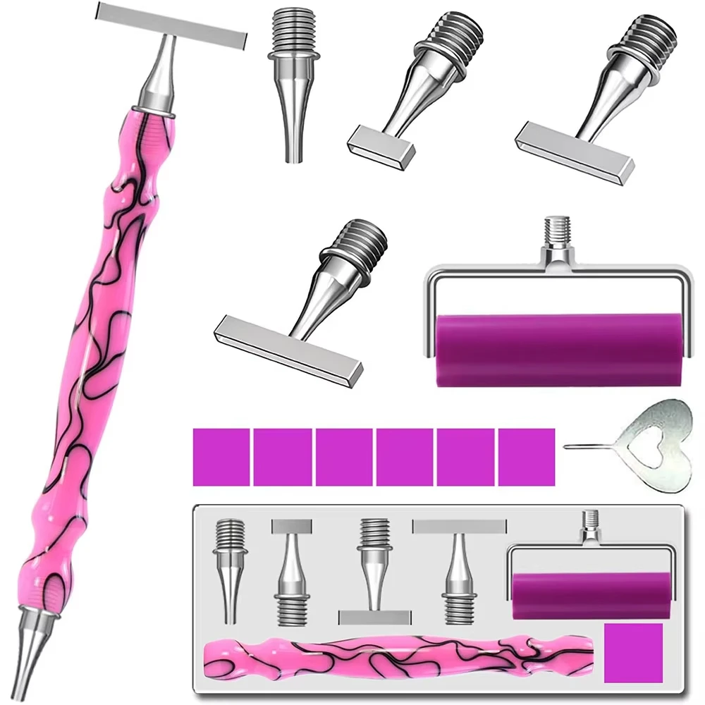 Ergonomic Diamond Painting Art Bead Dotting Pen Set, Featuring A Fine-Threaded Stainless Steel Nib And Roller Tool Accessory. view 6