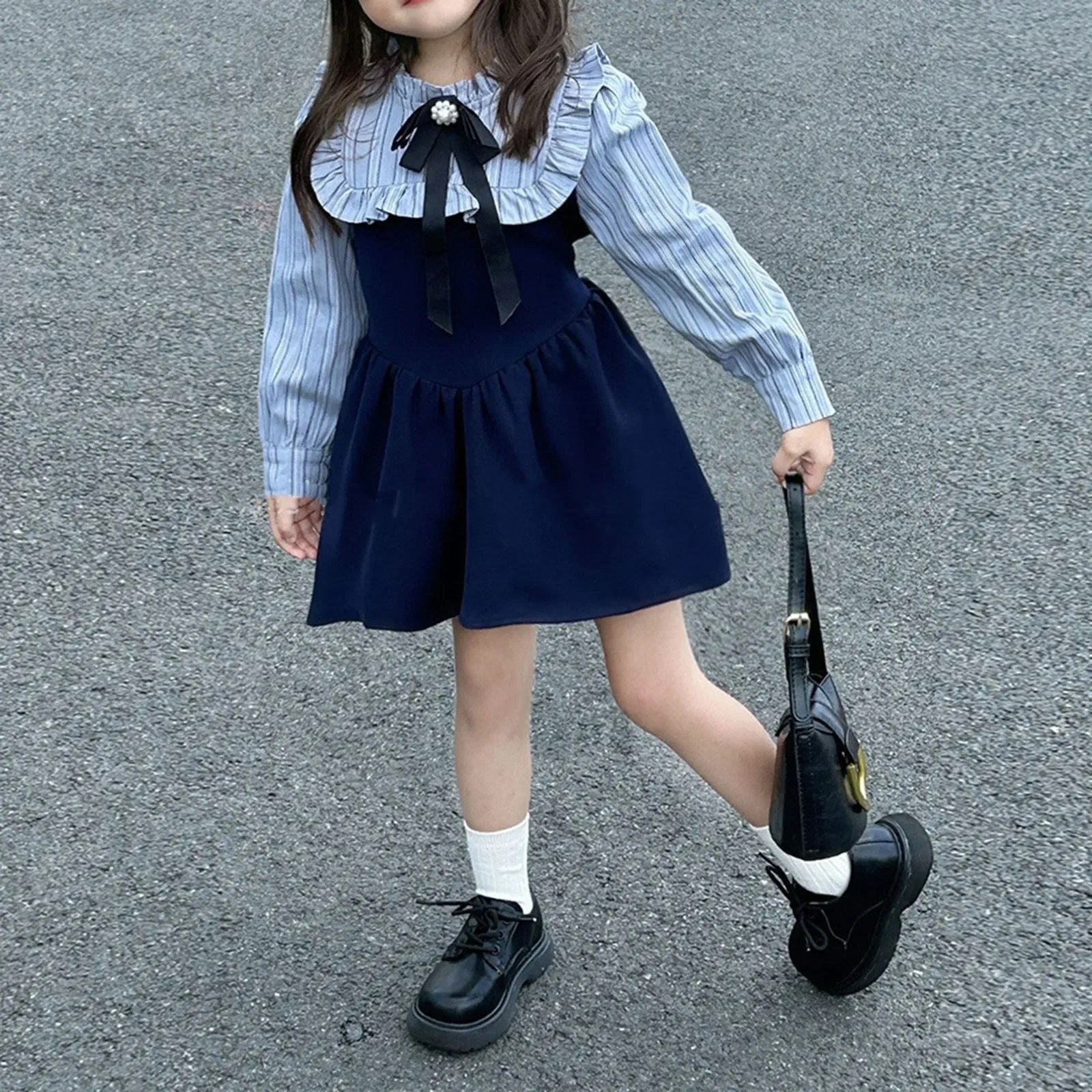 

Easter Dress for Girls Size 6 Girls' Dress Patchwork Autumn Children's Sweet Long Sleeved Skirt Girl Clothes Christmas Dress