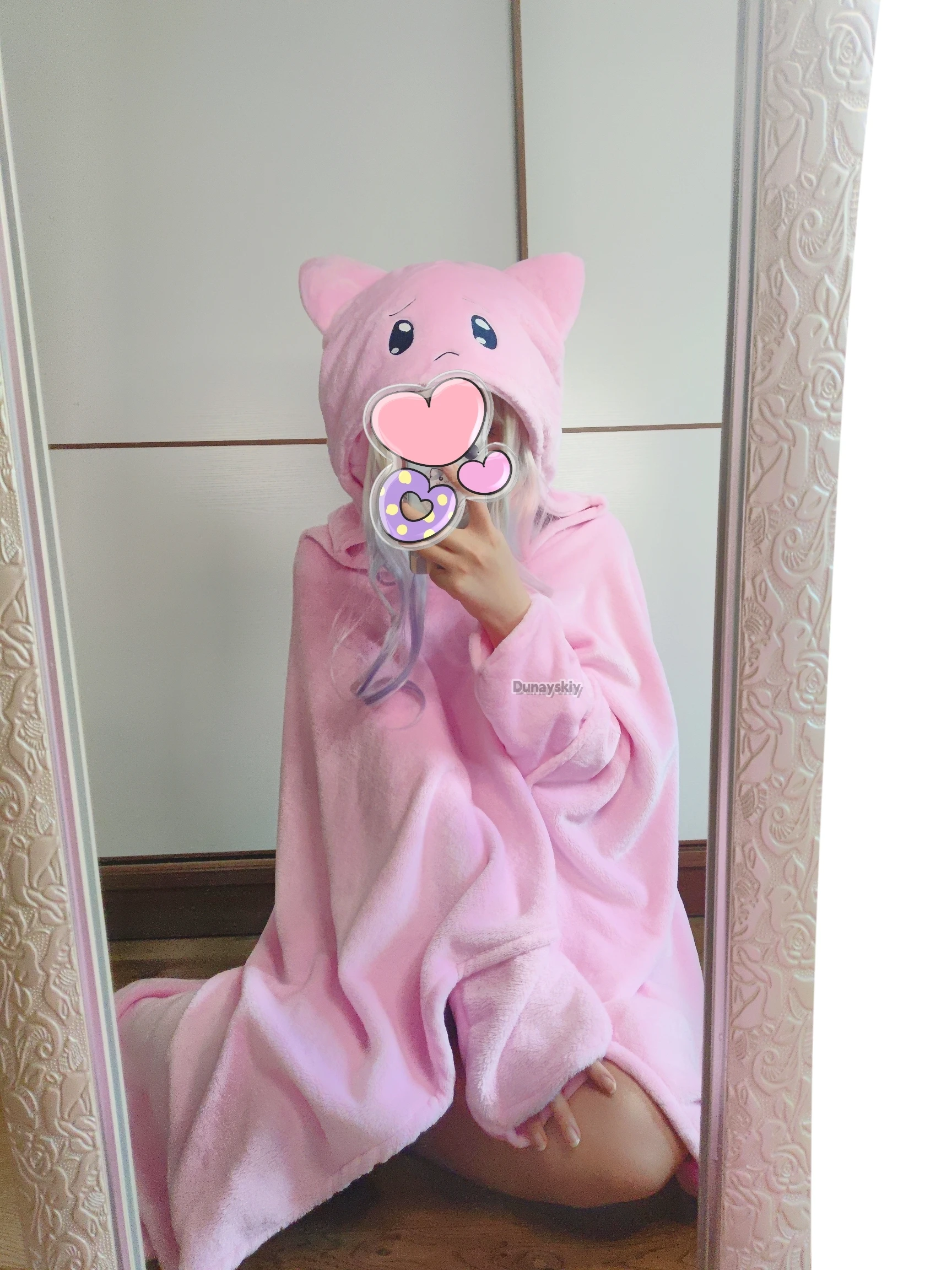 Game Needy Girl Overdose KAngel Cosplay 100*177cm A P Pink Cat Head Air Conditioning Carpet Velvet Cape Hoodie Unisex Outfit