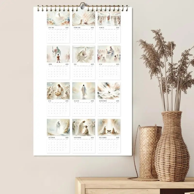 2025 Storie della Bibbia cristiana Calendario da parete Calendario mensile della Bibbia Storie della Bibbia cristiana Calendari pianificatori di Gesù di dicembre