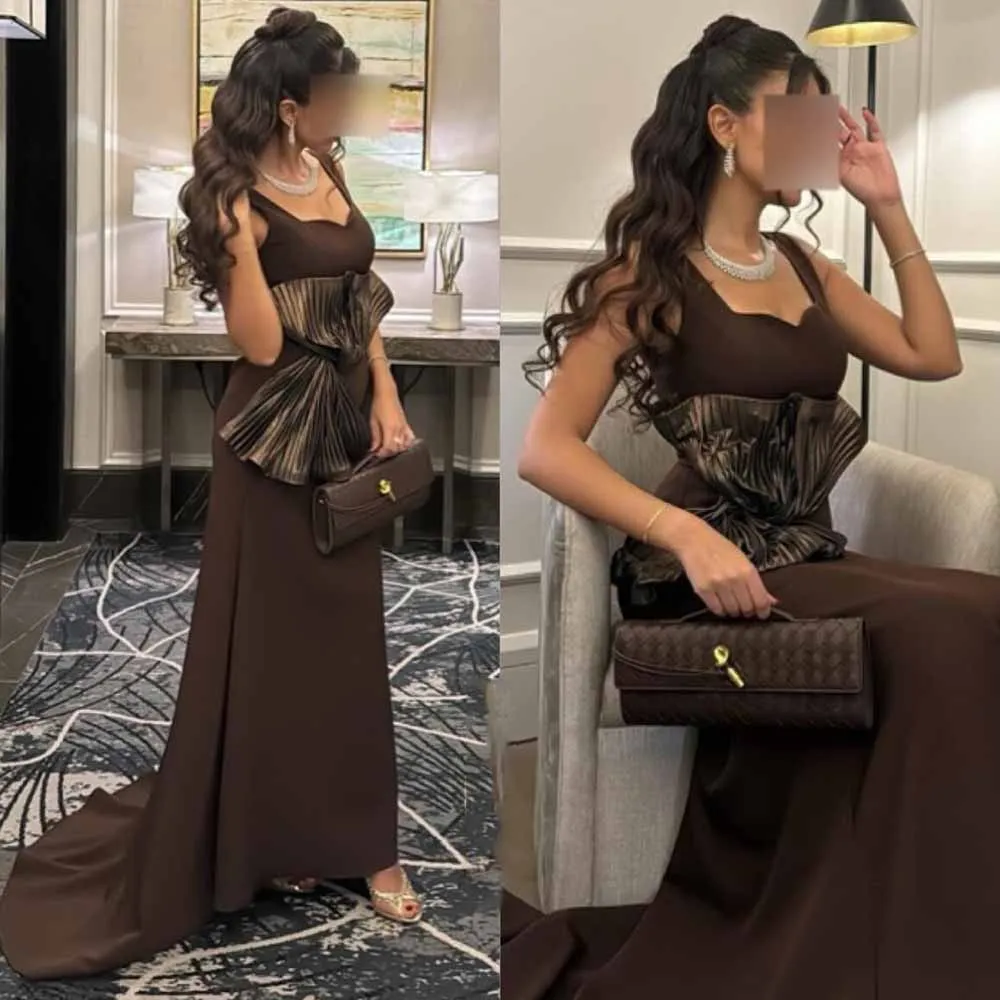 

Classy Dresses for Special Events Jersey A-line Celebrity Dress Brown Square Neck Bow Valentine's Day Gown Long 2025