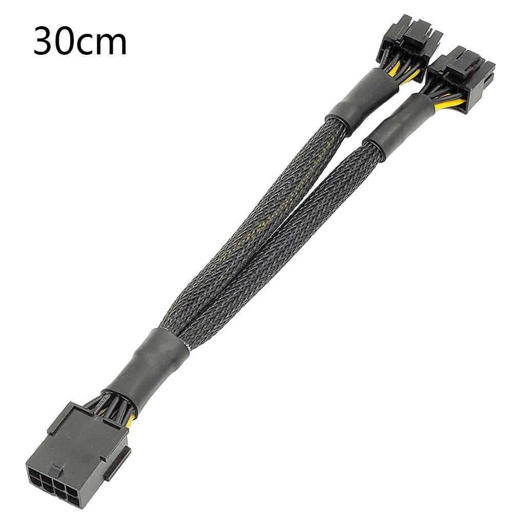 For GPU Graphics Card Power Extension Cable 8pin For PCI-E to 2x 6+2pin for Mining Rig 18AWG Copper Wire Flexible Modular Design