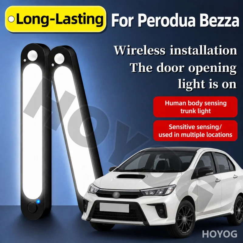 For Perodua Bezza 2016-2026 Car Trunk Light LED Lamp Motion Sensor Magnetic USB Rechargeable Boot Cargo Light Sedan Rear Cabin