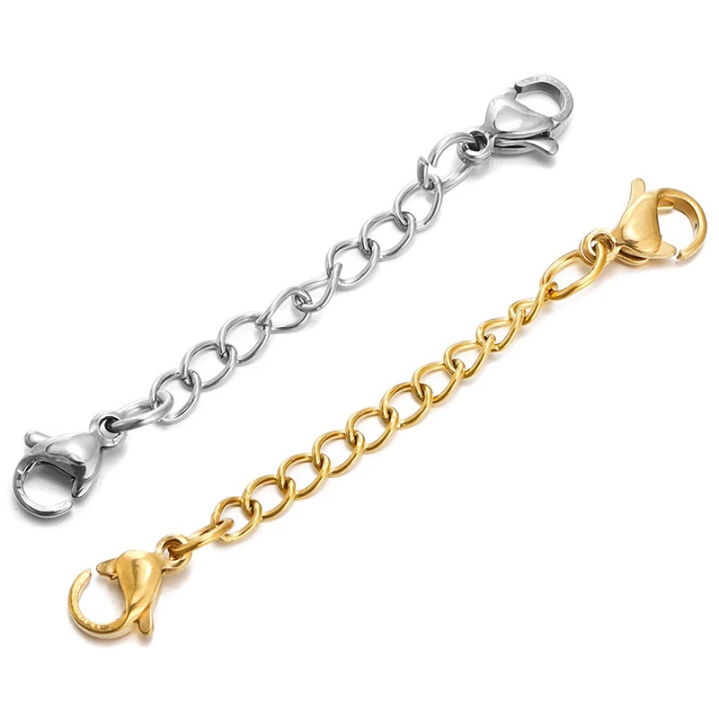 5 Stück Halsketten-Verlängerungsketten mit Karabinerverschluss in Goldfarbe aus Edelstahl für DIY-Schmuckherstellung, Armband- und Halsketten-Verlängerung. – Detail 5