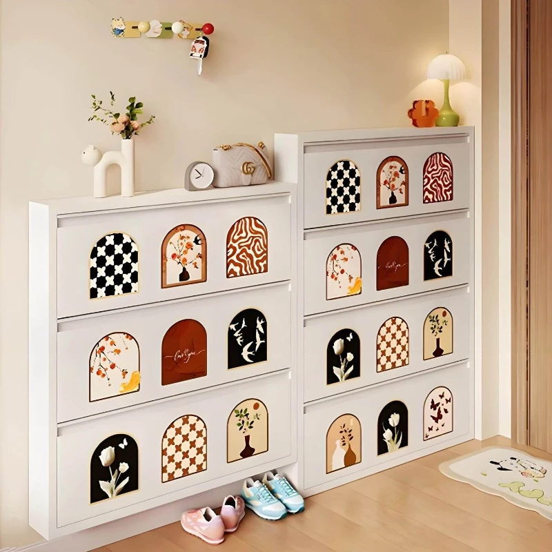 

Medieval ultra-thin shoe cabinet is very narrow, and the corridor outside the door is very narrow.