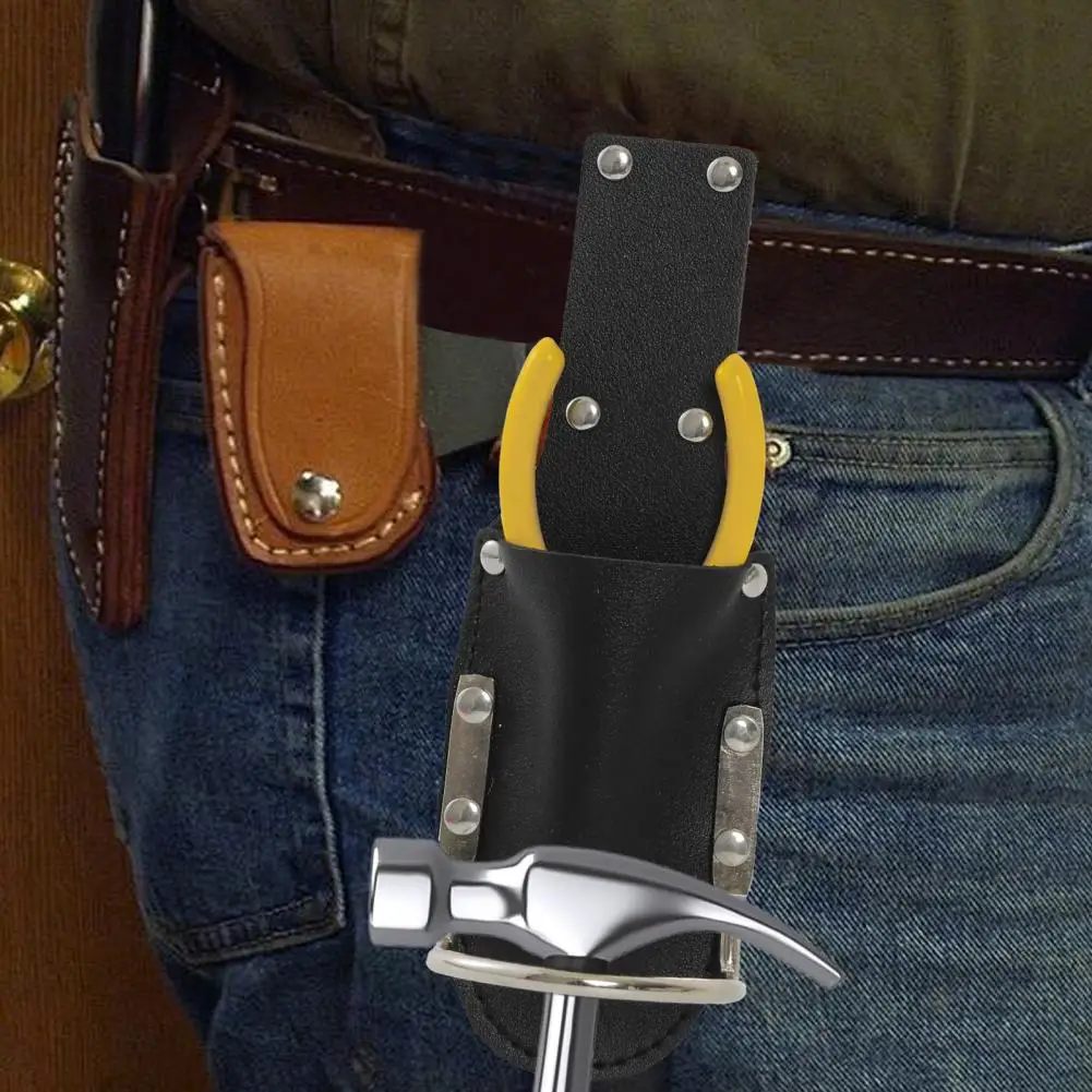 

Tool Bag with Hammer Mount Steel Hammer Ring Attachment Durable Faux Leather Tool Belt Bag with Hammer for Pliers for Scissors