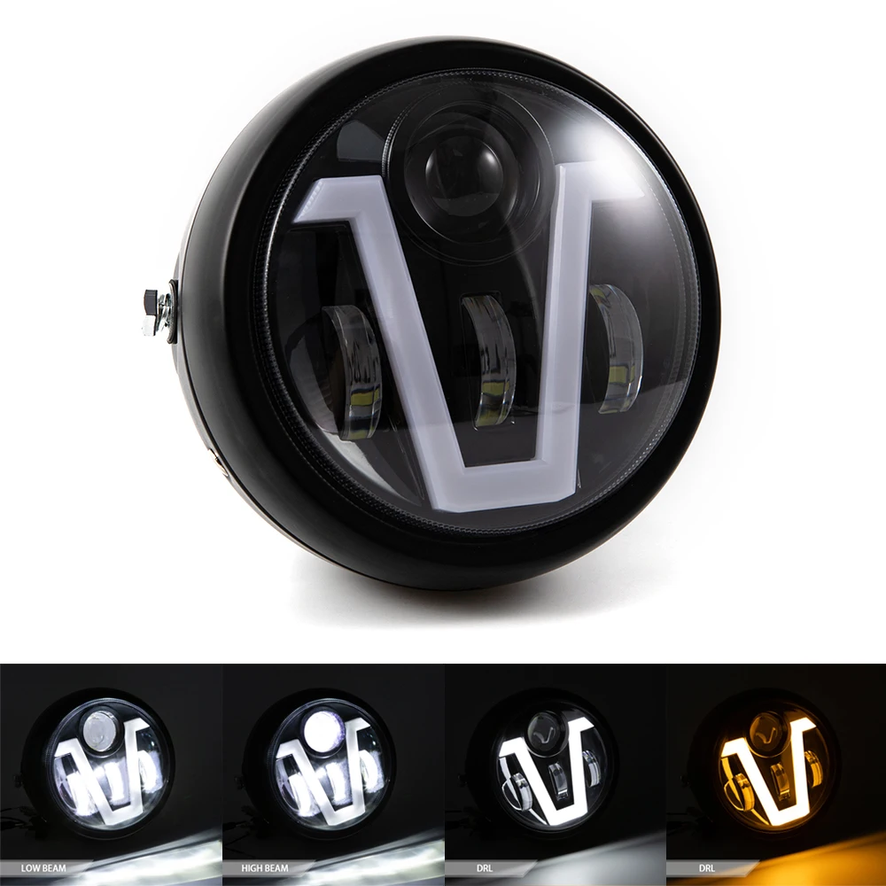 For Harley Cruisers Sportster Cafe Racers Honda Yamaha Suzuki Custom 12V 6.5" Inch Motorcycle Retro Headlight Motorcycle Parts - Image 5