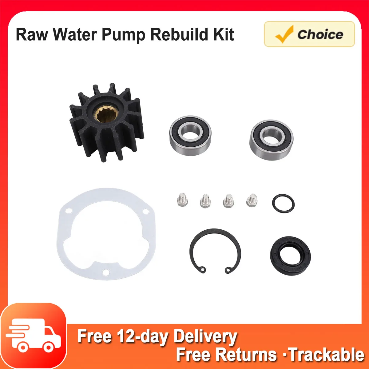

0768643 3855079 Water Sea Pump Rebuild Kit 3857794 With Impeller Replacement for OMC Side Mounted Raw Water Sea Pump Rebuild Kit