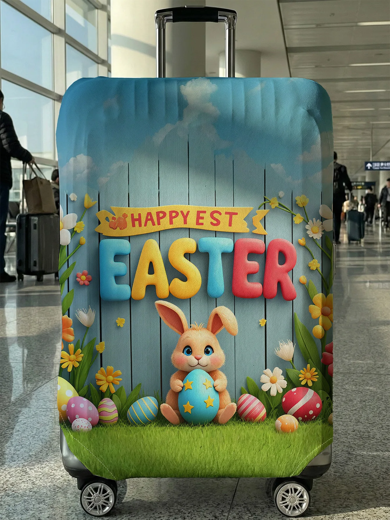 

Чехол для чемодана с изображением пасхального кролика и яйца, подходит для чемоданов 18-32 дюймов, чехол на ручку чемодана, дорожные аксессуары