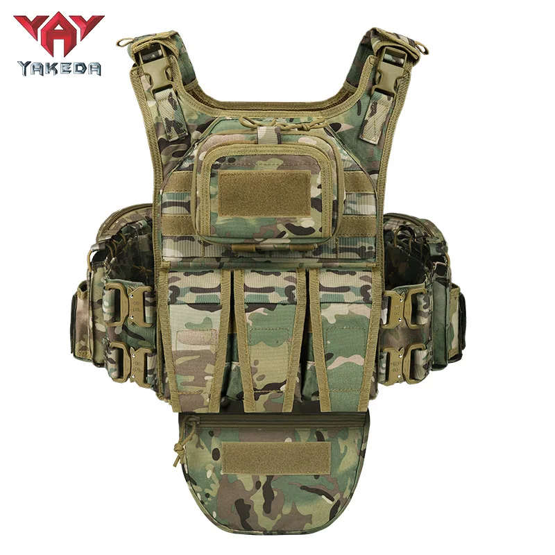 

YAKEDA Quick Release Full Protection Tactical Vest MOLLE System Outdoor Multi-Purpose Hunting Vest 1000D Detachable Training CS