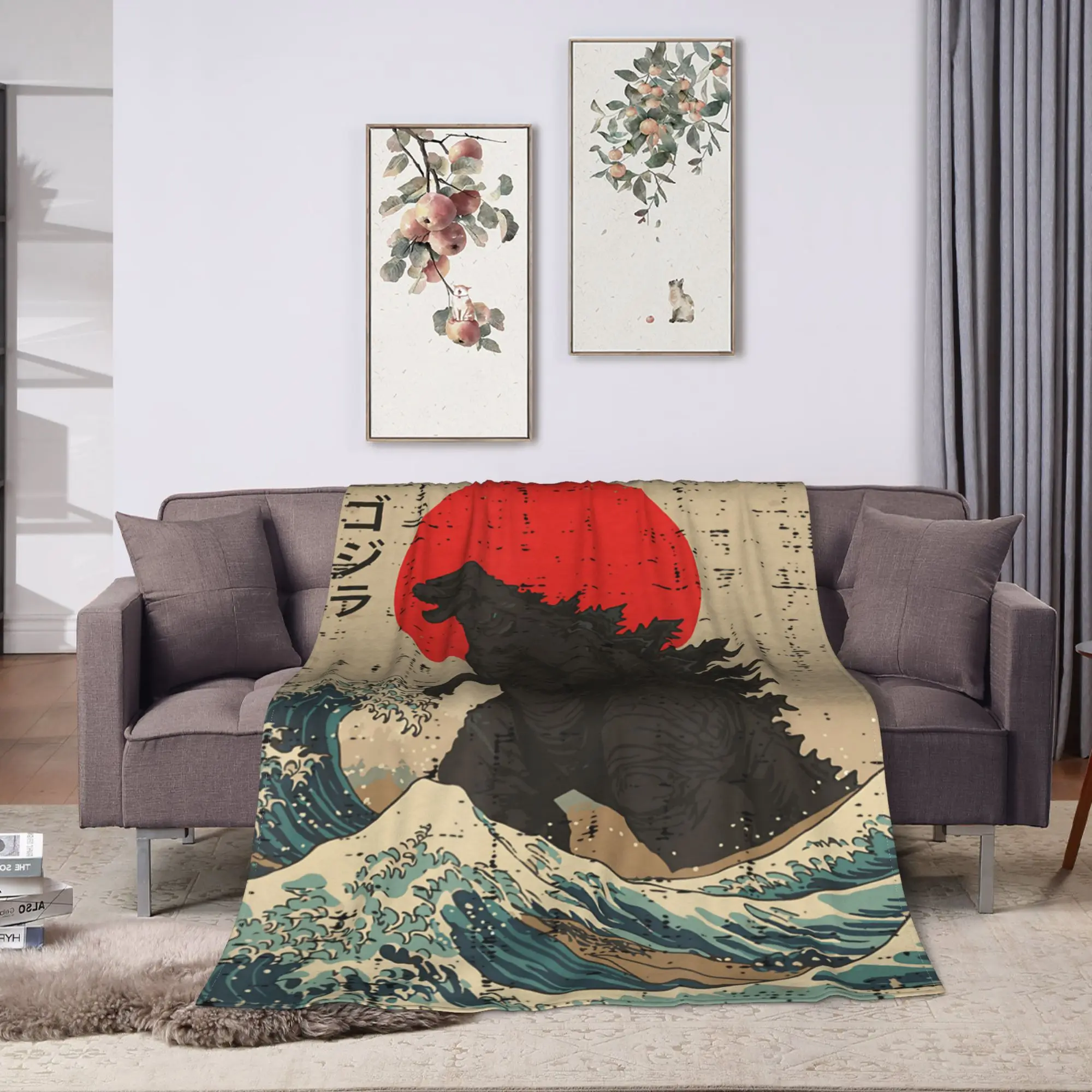 Godzilla Flannel Blanket  Warm Soft Throw Blanket for Couch Chair Travel Fashion Bedspread Sofa Bed Cover