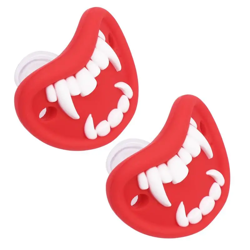 2Pcs Halloween Pacifier Prank Toy Vampire Fake Teeth Props Pet Toy Halloween Skull Trick Toy