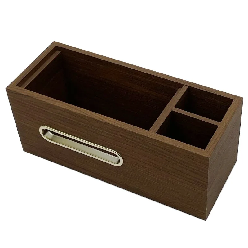 Black walnut wood tissue storage box napkins+remote multifunctional storage tray luxury.