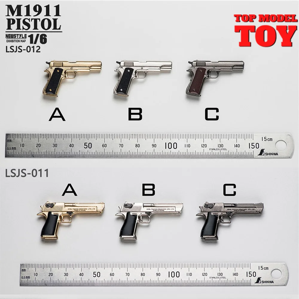 LSJS-012 LSJS-011 1/6 Die Casting Alloy M1911 Pistol Gun Model 12'' Doll Toys Action Figure Weapon Accessories For Soldier