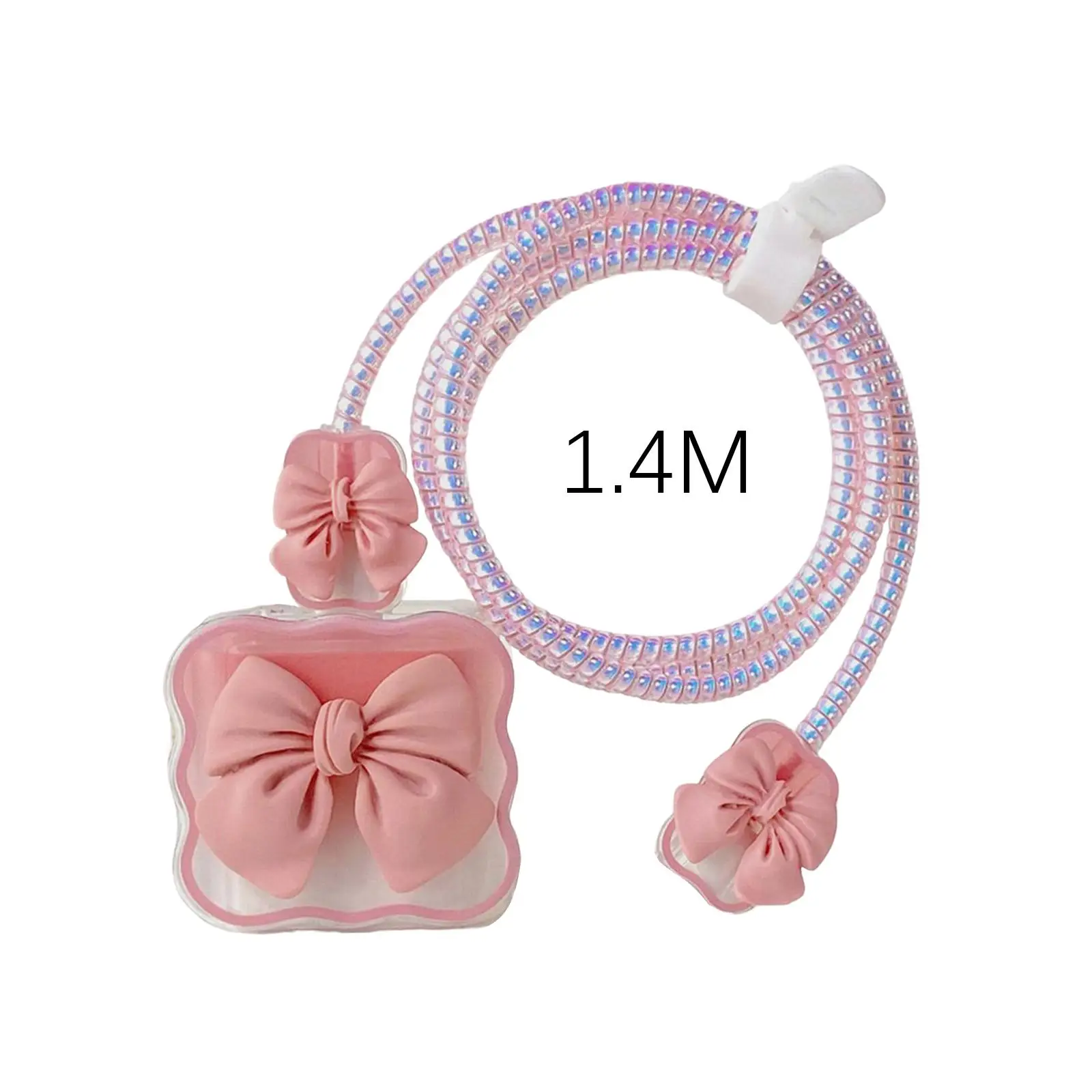 DIY Cable Protector 1.4m TPU Cute Gradual Transparent Sleeve for Charging Adapter USB Data Line Protection