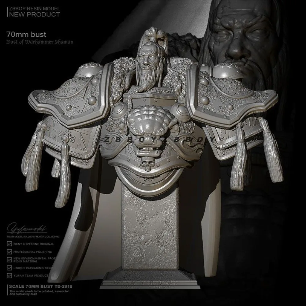 70mm The Bust of General Tengger 3D Printed Resin Figurines Self-assembly DIY Coloring Miniatures Decoration Crafts