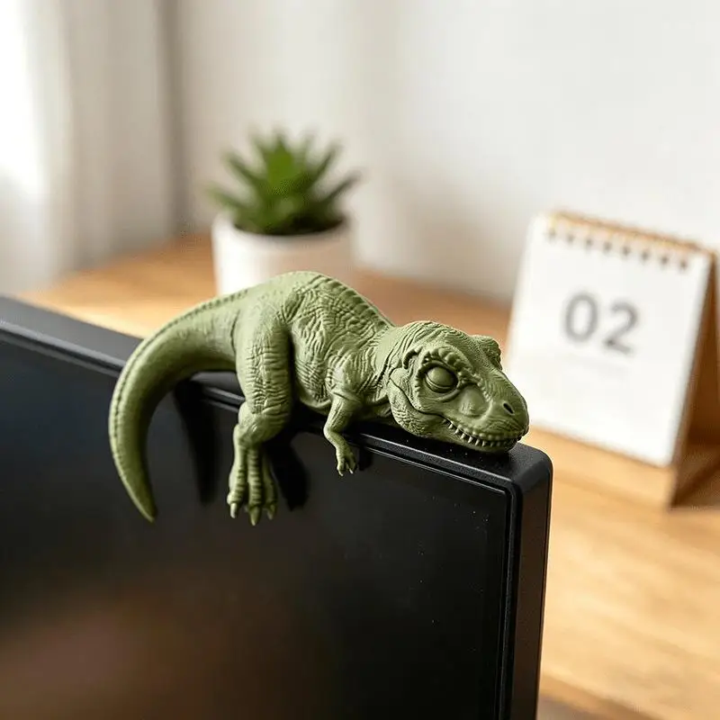 Sleeping Tyrannosaurus Rex Monitor Ornament 3D Printed Cute Dinosaur Decoration for Home Office Desktop Decor Dino Fans Gift view 5