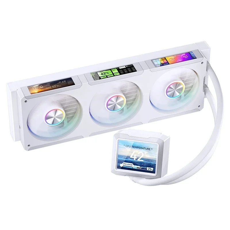 JONSBO TF3-360SC All-In-One CPU Water Cooler  IPS LCD 3.38-Inch Screen 3.5-Inch Fan*3 4-Screen Display For LGA 1851/1700 AMD AM5