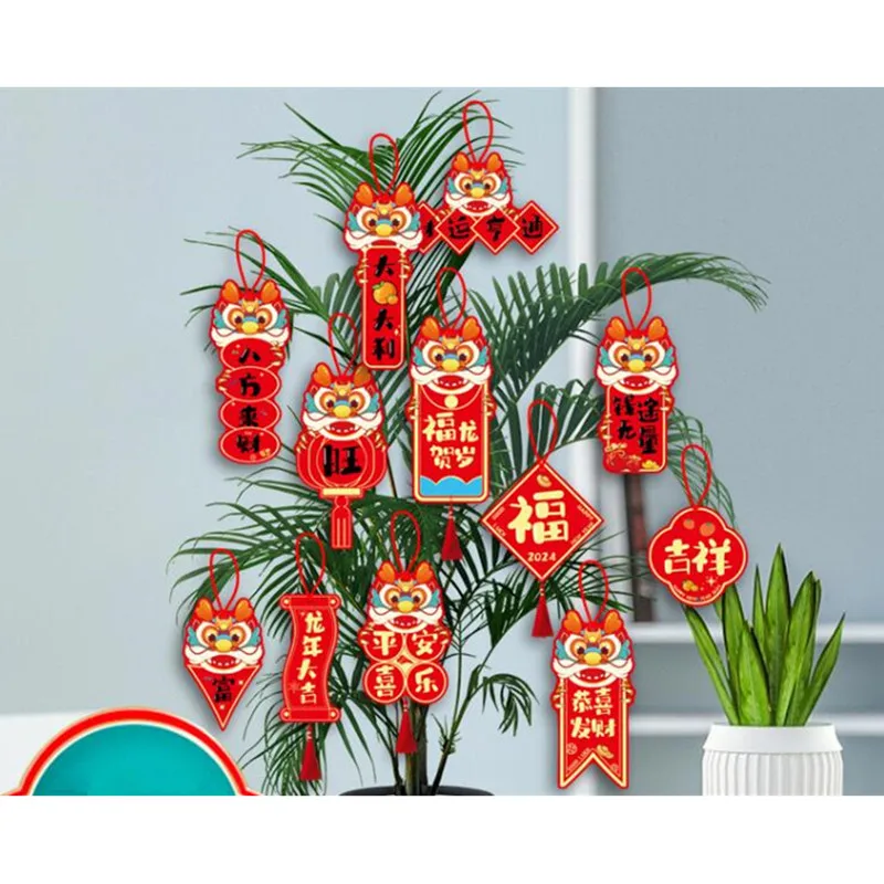 Chinês Knot Lucky Charm Pingente, Árvore de Ano Novo, Bens Festival da Primavera, Pequena Decoração Pingente, Lanternas De Jardim Em Casa, Bonsai, 16 Pcs, 2024