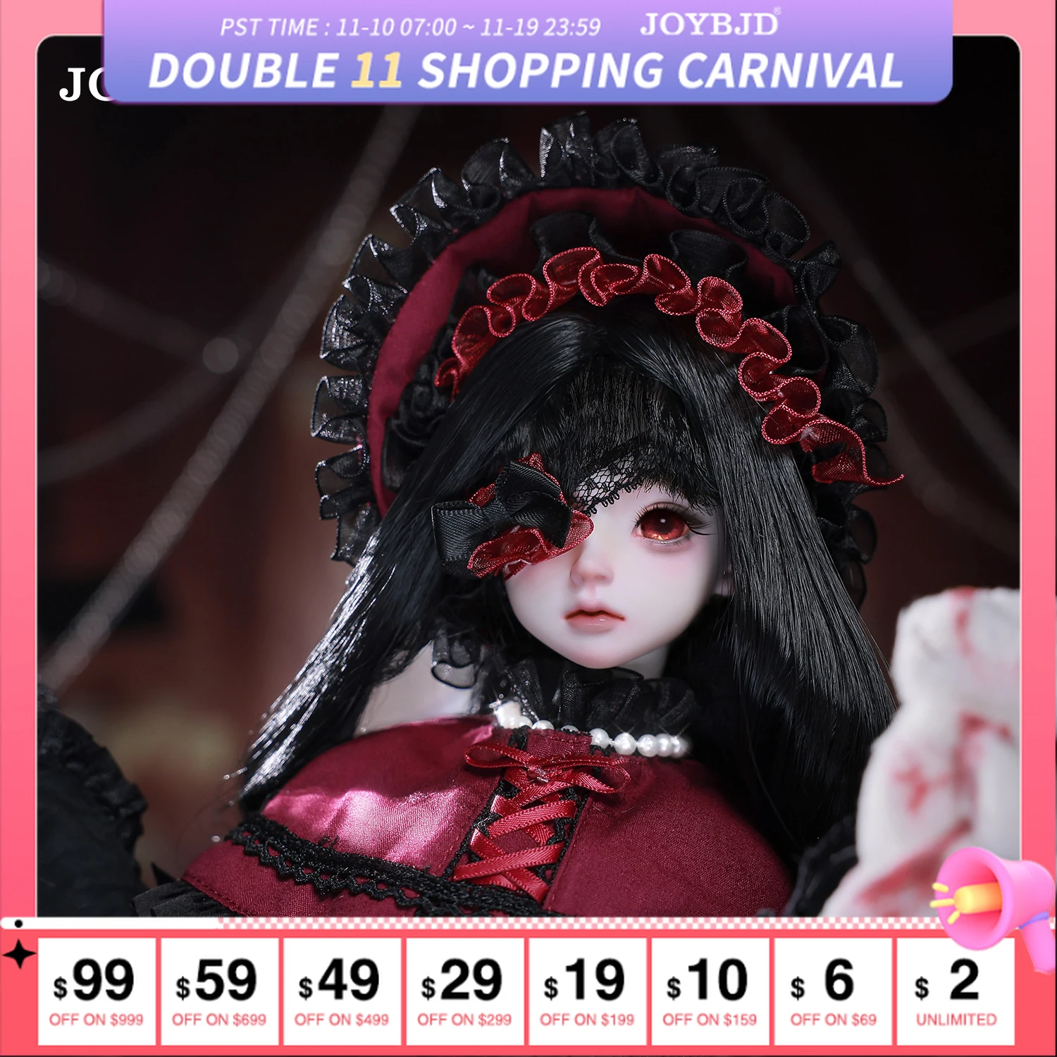 

Joybjd Beeno C 1/4 BJD - Muxi Body Gothic Lolita Темный элегантный полный комплект середины века | Женская кукла ограниченного выпуска