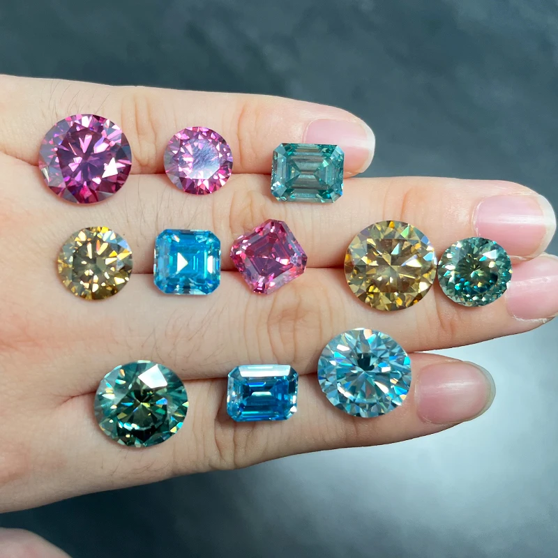 DJMAX 0.1-10ct Pink/ Red /Yellow/ Blue /Green /Purple Moissanite Loose Stone Excellent Cut 3-14mm Original Moissanite Diamond 썸네일 6
