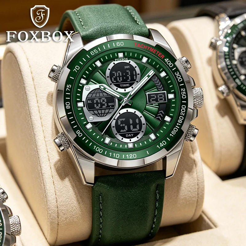 2026 FOXBOX New Luxury Watches Men Fashion Multifunctional Digital Mens Watch Waterproof Luminous Quartz Wristwatches Gift Reloj