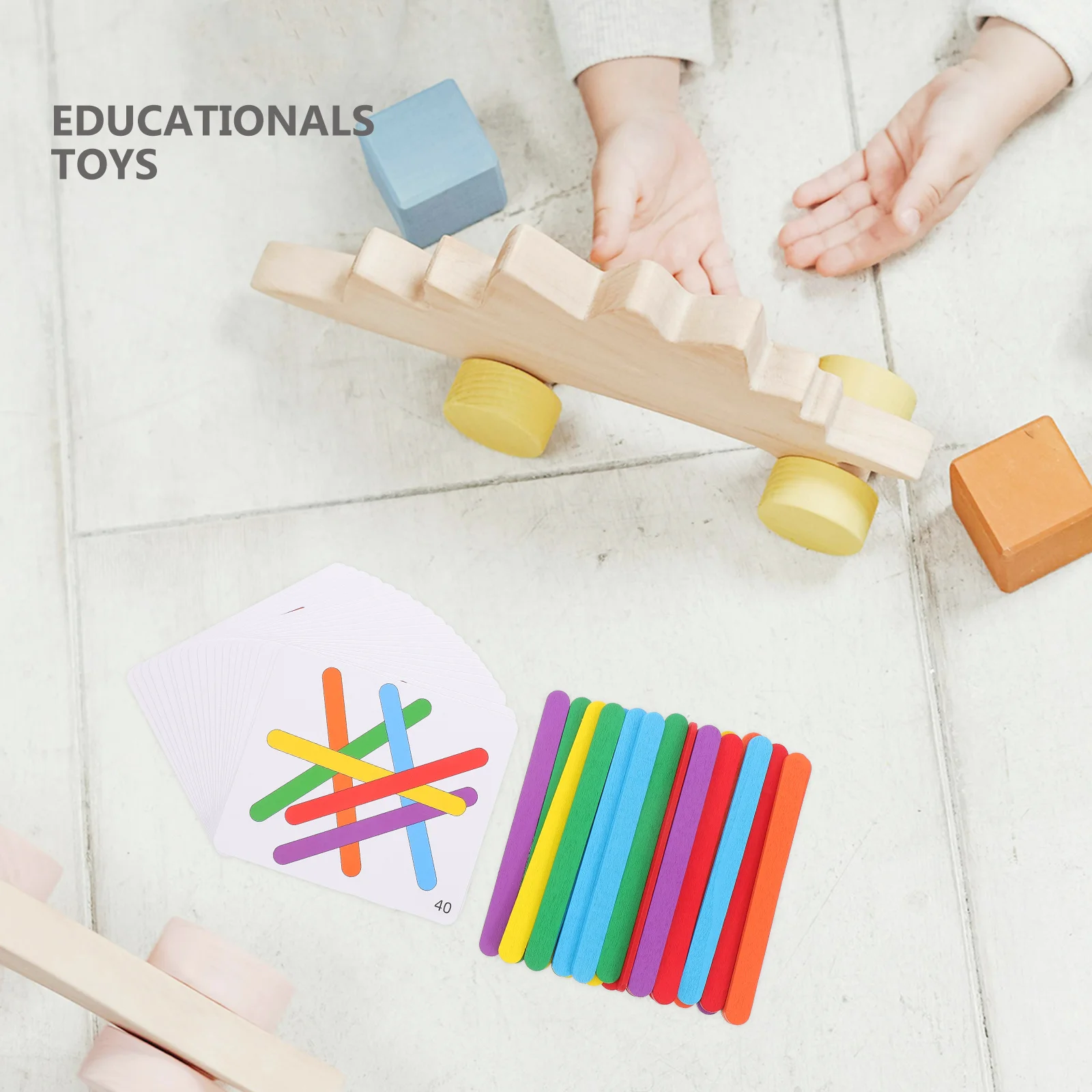 مجموعة واحدة من بطاقات الألغاز الملونة ذات العصا المنطقية، لعبة تعلم التعليم المبكر للفصول الدراسية لمرحلة ما قبل المدرسة، التنمية الحسية للمهارات المعرفية