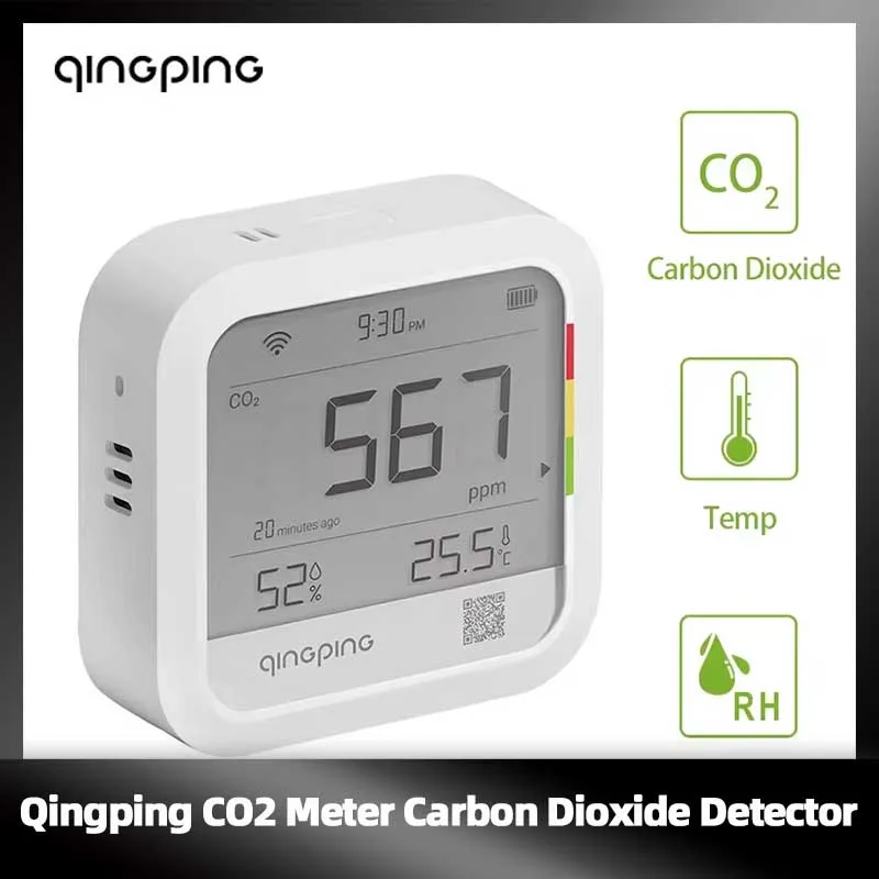 

Qingping CO2 Meter Carbon Dioxide Detector WIFI Time Digital LCD Indoor Thermometer Hygrometer Home Temperature Qingping IoT