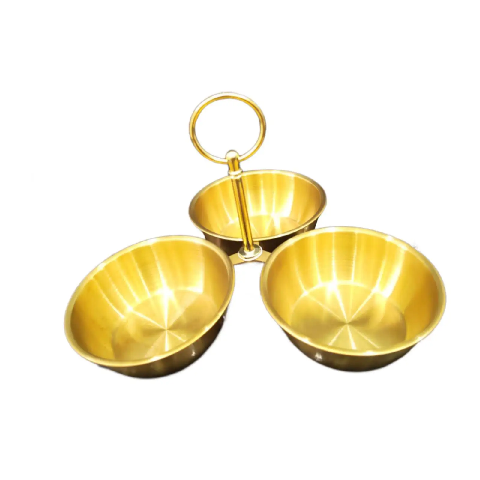 Snack Serving Bowl Serving Dishes Condiment Server Stainless Steel 3 Compartment for Candy Appetizer Dips Sauce Condiments