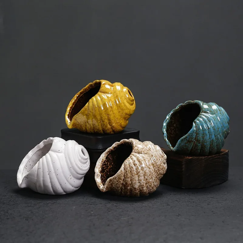 1 szt. Ceramiczna taca w kształcie muszli konchy na kadzidła, podstawka na palo santo do relaksacji, oczyszczania duchowego i dekoracji domu (bez kadzideł)