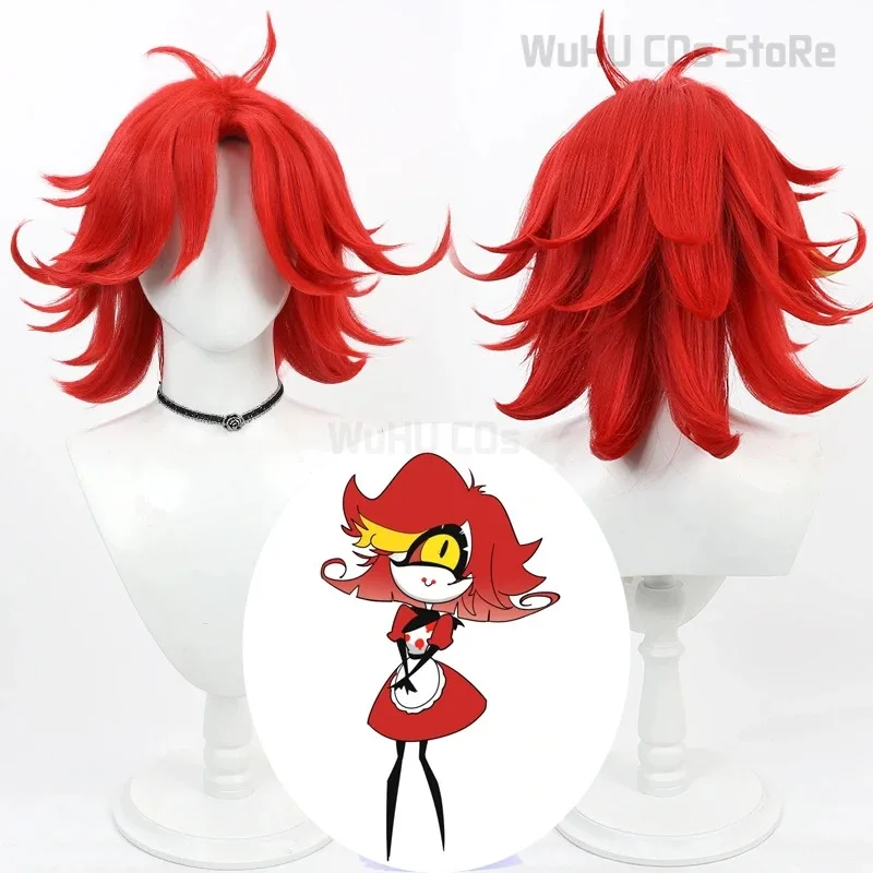 az15ReadyStock-Hazbin ホテル レッド レディース メンズ ハロウィン コスプレ ニフティ ウィッグ