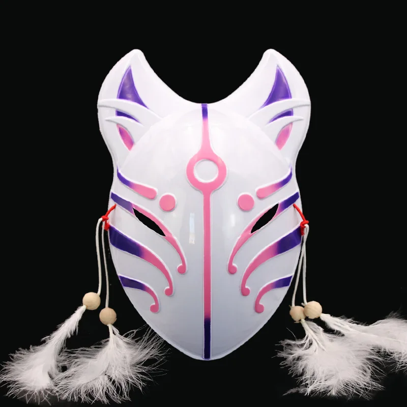 Burst Fire Product Japan Legend Animal Mask Cosplay Fox Face Helmet Feather Tassels Headgear Halloween Masquerade Party Prop