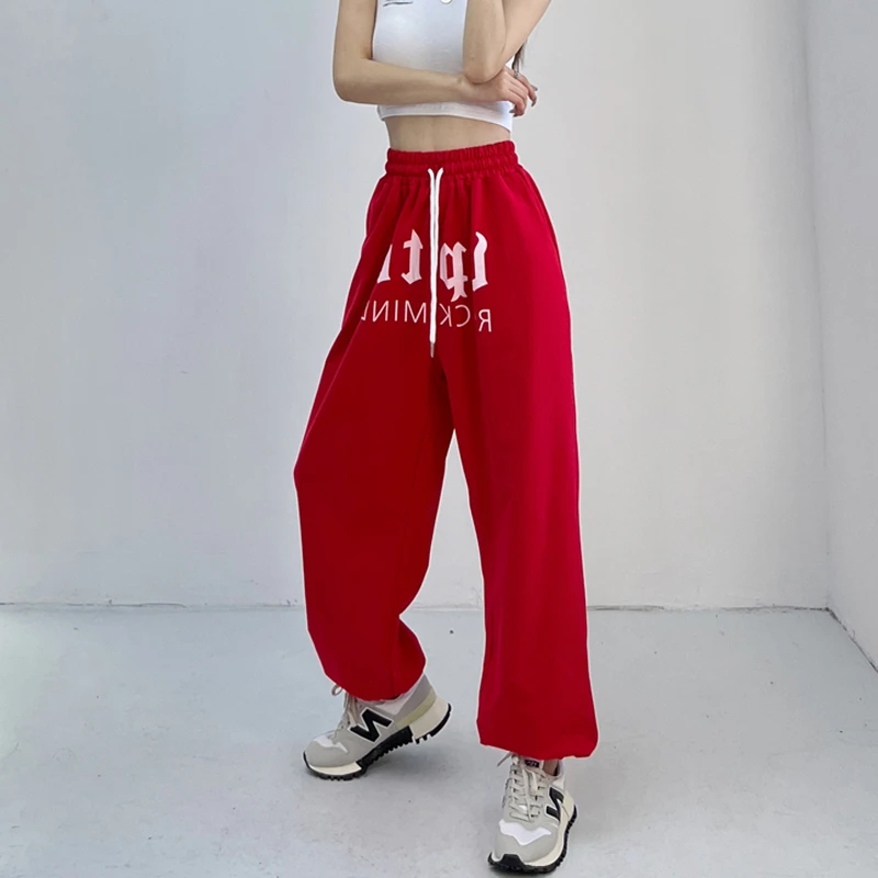 American Vintage Hip-hop Sweatpants Women Spring Summer New Letter Print Women\'s Pants High Waist Fashion All-match Trousers